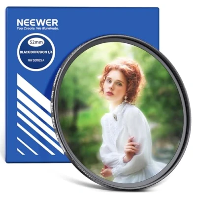 Abbildung von Neewer 52 mm schwarzer Diffusionsfilter, 1/4 Zoll, Dreamy Soft Cinematic Effect Filter, ultradünn, wasserabweisend, Kratzfest, optisches Glas, mehrere Nano Beschichtungen für
