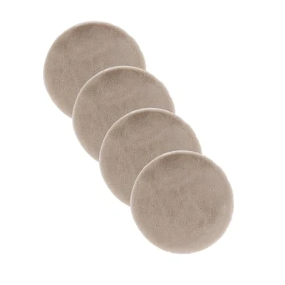 Abbildung von Astra Hochwertiger Kunstfell Teppich flauschig Wohnzimmer Hochflorteppich Lammfell Schaffell Accessoire Dekofell 4er Set beige Rund Ø 35 cm