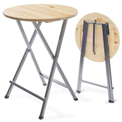 Abbildung von Onbest Stehtisch klappbar 110cm hoch Massive Tischplatte aus Holz rund Ø78 cm für In &amp; Outdoor Bistrotisch Biertisch Gartentisch Partytisch (Stehtisch)