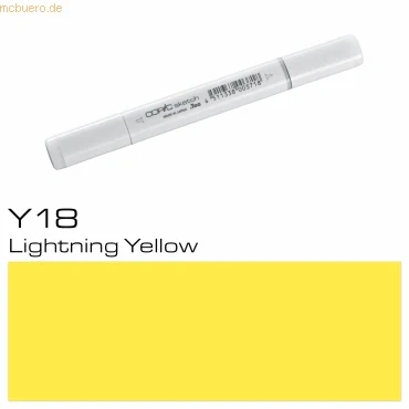 Abbildung von COPIC Sketch Marker Typ Y 18, Lightning Yellow, professioneller Pinselmarker, mit einer Super Brush Spitze und Medium Broad