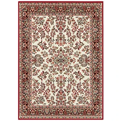 Abbildung von Hanse Home Design Kurzflor Wohnzimmerteppich Orient Zabul Perser Look, Orientalischer Teppich für Esszimmer, Wohnzimmer, Schlafzimmer Creme/Rot, 160x220 cm