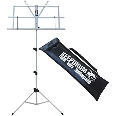 Abbildung von keepdrum MUS2 SV Notenstaender Silber Grau Notenpult kindgerecht +Tasche