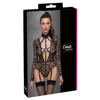 Abbildung von Body aus Spitze mit Mattlook Riemendetails, Strapse abnehmbar