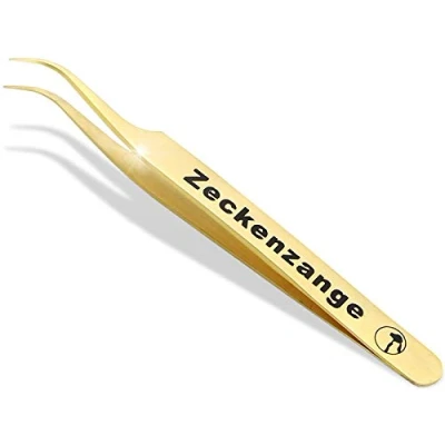 Abbildung von InstrumenteNrw Premium Zeckenpinzette Zeckenzange Titan Edelstahl Zecken Pinzette Hunde Katzen rostfreier Qualitätsstahl (Goldfarben)