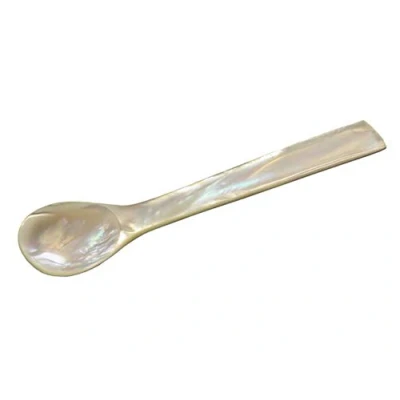 Abbildung von EDZARD Eierlöffel (Länge 11 cm) aus echtem Meer Perlmutt (Pinctada maxima), Handarbeit, 100% Naturprodukt, Griff oben eckig, Perlmuttlöffel für Ei und Kaviar