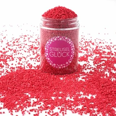 Abbildung von Streusel Glück Just Pure rot 90g Nonpareilles Zuckerperlen Zuckestreusel Kindergeburtstag Weihnachten Tortendeko Cupcakes Muffins Christmas Kuchenstreusel Plätzchen Torte