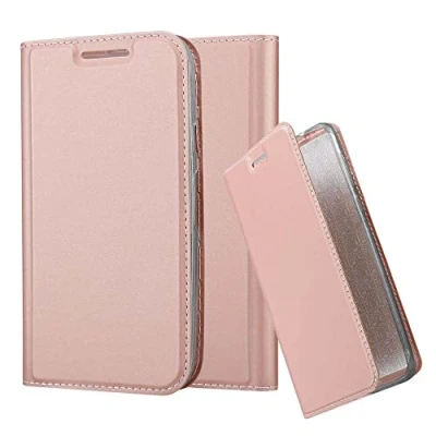Abbildung von Cadorabo Hülle kompatibel mit Motorola Moto G3 aus Premium Kunst Leder Flip Klappbare Stoßfeste Magnetische [Standfunktion] [Kartenfächern] Cover für Tasche in Rosa