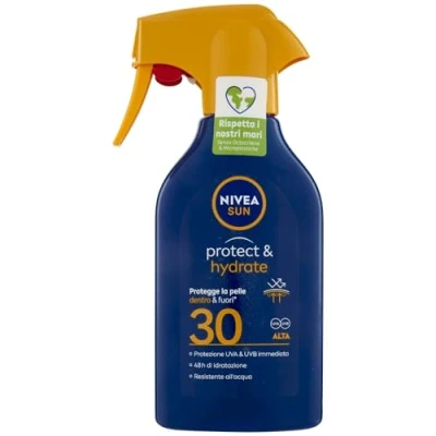 Abbildung von NIVEA SUN Maxi Sonnenschutzspray Protect &amp; Hydrate LSF 30 in Sprühflasche, 270 ml, Sonnencreme mit feuchtigkeitsspendender Grundierung für 48 Stunden, biologisch abbaubarer Formel