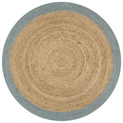 Abbildung von vidaXL Teppich mit Olivgrünem Rand Handgefertigt Kurzflor Wohnzimmerteppich Juteteppich Handwebteppich Schlafzimmer Flur Geflochtene Jute 90cm