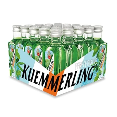 Abbildung von Kuemmerling Pfefferminz 21% vol. (25 x 0,02 l) Pfefferminzlikör im beliebten 25er Würfel, ideal als Shot, praktisch zum Mitnehmen, für Parties, Teilen mit Freunden