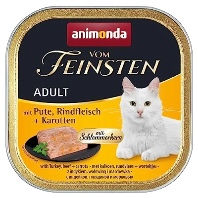 Abbildung von vom Feinsten mit Schlemmerkern in Pute &amp; Rindfleisch + Karotten (32 x 100g), Katzenfutter nass ohne Getreide und Zucker von animonda, mitfrischen, fleischlichen Zutaten