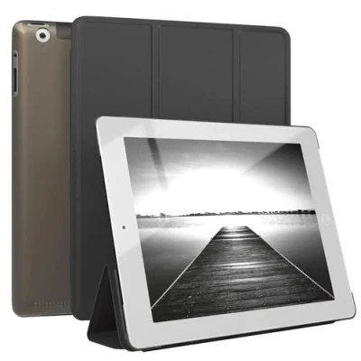 Abbildung von EAZY Case Schutzhülle für iPad 2 / 3 4 Hülle 9.7 Zoll Smart Cover Tablet Smartcase zum Aufstellen Klapphülle mit Standfunktion Sleep Wake Up Funktion Tasche Kunstleder Etui Schwarz