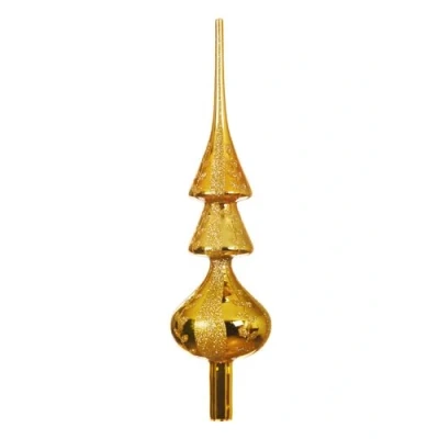 Abbildung von zeitzone Christbaumspitze Gold Verziert Glitzer Echt Glas Weihnachtsbaumspitze 34cm