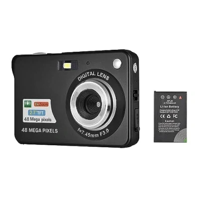 Abbildung von Andoer Digitalkamera mit 1 Stück wiederaufladbaren Batterien, 1080P, 48 m, HD, 8 facher Digitalzoom, Anti Shake, 2,7 Zoll LCD Bildschirm für Kinder, Urlaub
