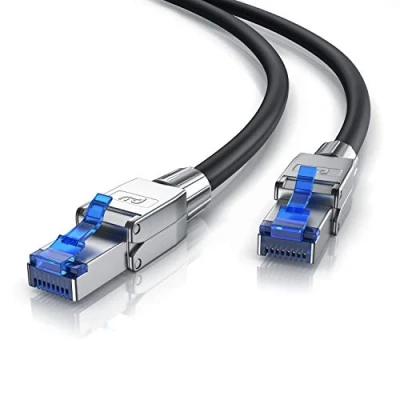 Abbildung von CSL 0,25m 25cm Cat 8 LAN Kabel Netzwerkkabel Glasfaser Hochgeschwindigkeit 40 Gbit/s 2000 MHz Ethernet Patch 8.1 Feldkonfektionierbare RJ45 Stecker 0,25 Meter Schwarz