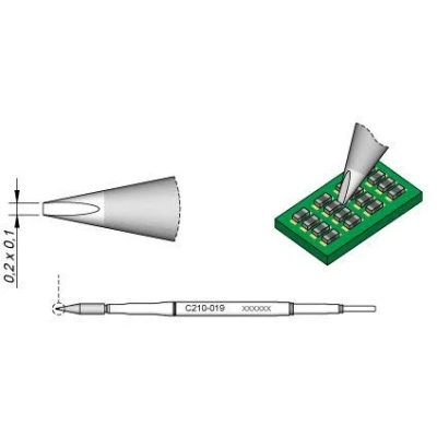 Abbildung von JBC Lötspitze Serie C210, Meißelform, C210019/0,2 x 0,1 mm, gerade, C210019 (Lötkartusche 2210 AD2210 C210 Loetkartusche Loetpatrone Loetspitze Lötpatrone T210 A)