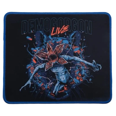 Abbildung von Konix Stranger Things Gaming Mauspad 32 x 27 cm rutschfeste Mikrofaser Oberfläche Gummi Motiv Demogorgon Live