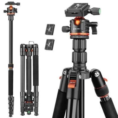 Abbildung von Victiv Kamera Stativ, 198cm Tragbares Reisestativ, 2 in 1 Dreibein Stativ &amp; Einbeinstativ mit 360 Panorama Kugelkopf für DSLR Canon Nikon Sony, Aluminium Camera Tripod, iPhone Smartphone