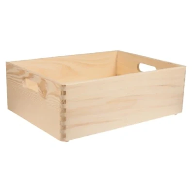 Abbildung von Stapelkiste 40 x 30 14 cm mit Griffen Natur Allzweckkiste Holzkiste Regal Aufbewahrung Obst Holz Kiste