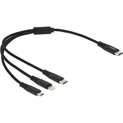 Abbildung von Delock USB Ladekabel 3 in 1 Type C zu Lightning/Micro USB/USB 30 cm