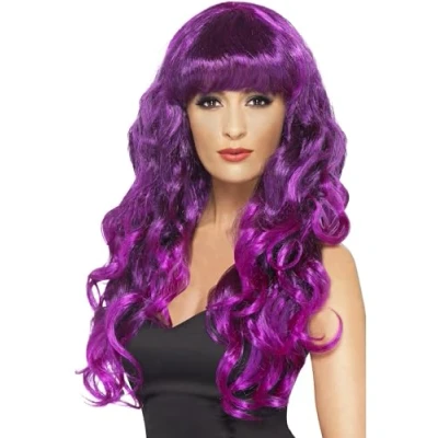 Abbildung von Smiffys Kostüm Perücke Mermaid Lockenperücke violett für Fasching, Langhaarperücken in knalligen Farben Meerjungfrauen &amp; Co.