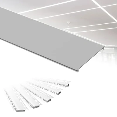 Abbildung von HEXIM LED Trockenbauprofil Alu Unterputzprofil Profil (Montageprofil passend für ALED 5) Trockenbauleiste Einbauprofil Schiene Decke Wand Trockenbauschiene