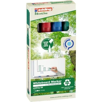 Abbildung von edding 29 Ecoline Whiteboardmarker Set bunte Farben 4 Whiteboard Stifte Keilspitze 1 5 mm Boardmarker abwischbar Whiteboard, Flipchart, Magnettafel, Memoboard Sketchnotes nachfüllbar