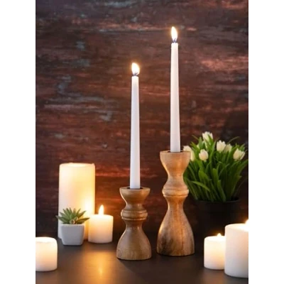 Abbildung von Casamia Kerzenhalter 2er Set Stabkerzen Kerzenständer H20/13x6cm Mangoholz