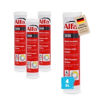 Abbildung von Alfa 4X Mehrzweckfett 400 ml Profi Qualität universell einsetzbares Lithiumfett, Schmierfett, Langzeitfett schützt Motoren vor Korrosion und Alterung, temperaturbeständig