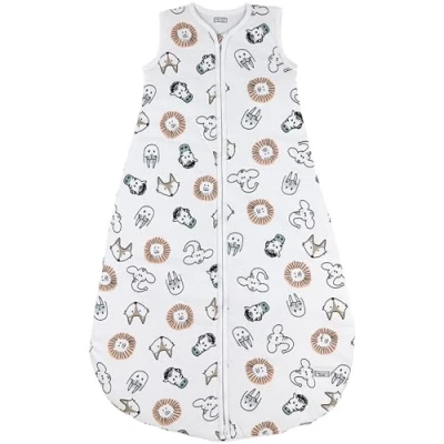 Abbildung von Meyco Baby Animal Schlafsack gefüttert (aus 100% Baumwolle, mit Rundum Reißverschluss, hautfreundlich, Faltenresistent, perfekte Passform, Größe: 74), Mehrfarbig