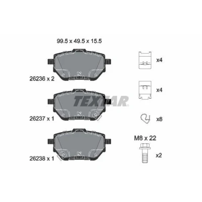 Abbildung von TEXTAR 2623601 Bremsbelagsatz mit akustischer Verschleißwarnung Bremssattelschrauben Zubehör TOYOTA: Corolla XII Limousine