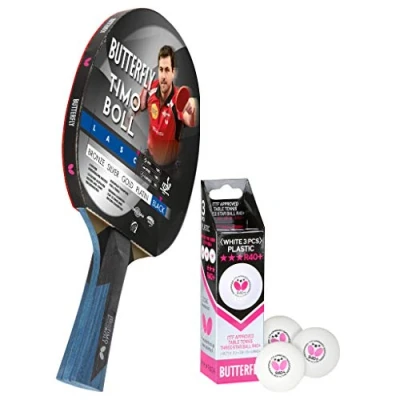 Abbildung von Butterfly 1x Timo Boll Black 85031 Tischtennisschläger + 3x 40+ 3*** TT Bälle