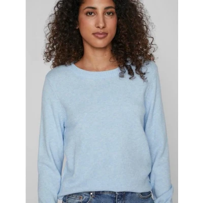 Abbildung von VILA Viril Vneck LS NOOS Strickpullover, Damen, Größe: XL, Lapis blue
