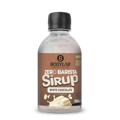 Abbildung von Bodylab24 Zero Barista Sirup Weiße Schokolade 250ml, ohne Zucker* und Kalorien*, vegan, Geschmack Süße für Kaffee Co