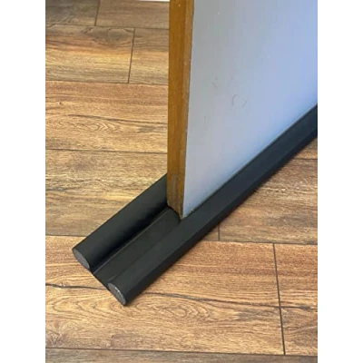 Abbildung von Zugluftstopper 100% PU Länge 96 cm zuschneidbar Windstopper Türdichtung, Farbe:Schwarz