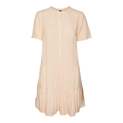 Abbildung von Vero Moda Women&#039;s VMBUMPY SS Short Dress WVN NOOS Kleid, Snow White/Stripes:Mock orange, M