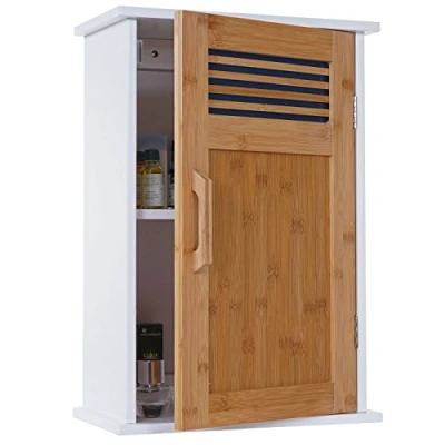 Abbildung von Mendler Hängeschrank HWC A85, Badschrank Wandschrank Bambus, 52x35x21cm weiß