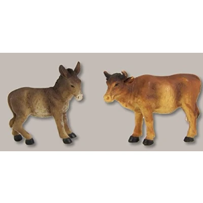 Abbildung von Ochs und Esel stehend Höhe ca. 7cm für 10cm Figuren