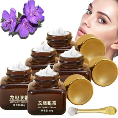 Abbildung von Enzian Anti Falten Augencreme, Hankylin Straffungs Augencreme gegen Tränensäcke, Reduzierung feiner Linien und geschwollener Augenringe 20 g (5Pcs)