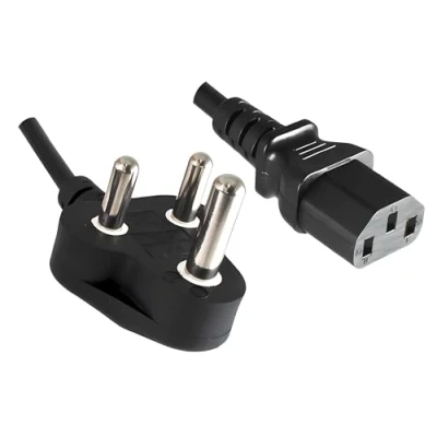 Abbildung von DINIC Stromkabel Netzkabel Indien Typ M auf Kaltgerätestecker C13 (5,00m, schwarz)