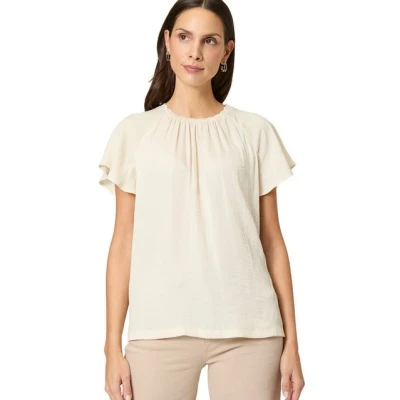 Abbildung von zero MIT Kurzen RÜSCHENÄRMELN Tshirt basic, Damen, Größe: 42, Eggnog