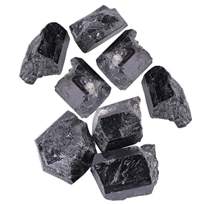 Abbildung von Turmalin Rohstein, Natürlicher Quartz Crystal Heilstein 100g Rough Rock Mineral Rohstein Schwarzer