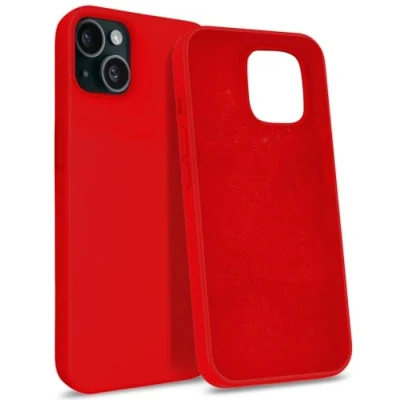 Abbildung von MyGadget Hülle kompatibel mit iPhone 15 Plus Gummierte Handyhülle [ 3 Layer Struktur ] Schutzhülle Soft Inlay &amp; Hardcase Cover außen Rot