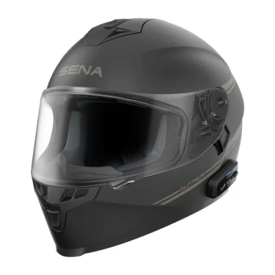 Abbildung von Sena Outride ECE zertifizierte Motorrad Integralhelm Mir integrierter Bluetooth Intercom und Smartphone Verbindung (Schwarz, XL)
