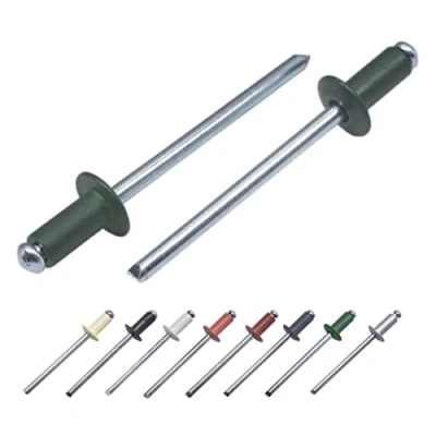 Abbildung von (100 Stück) Lackierte Blindnieten 4,0 x 8 mm, Kuppelkopf, DIN 7337, Aluminiumniete und Stahldorn, Popnieten (100, Chromgrün RAL 6020)