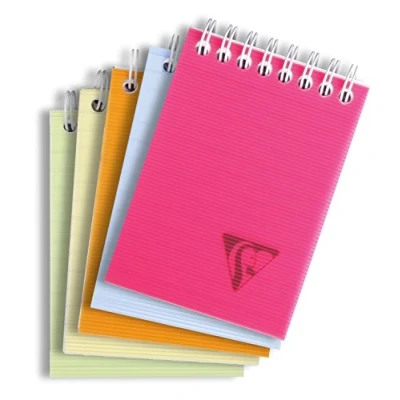 Abbildung von 10 x Clairefontaine Spiralblock A7 90g/qm liniert farbig sortiert