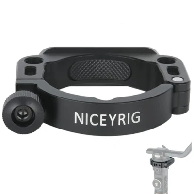Abbildung von NICEYRIG Befestigungsklemme für Zhiyun Crane 2S Gimbal Stabilisator Rod Clamp Ring Verlängerung Befestigungsring mit integrierter NATO Schiene