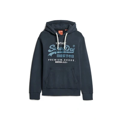 Abbildung von Superdry DUO Vintage LOGO Kapuzenpullover, Herren, Größe: Large, Dunkelblau