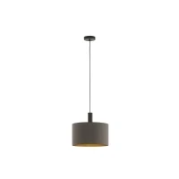 Abbildung von Eglo 97682 Pendelleuchte CONCESSA 1 Stahl dunkelbraun, Textil cappuccino, gold E27 1X60W Ø38cm H:150cm dimmbar