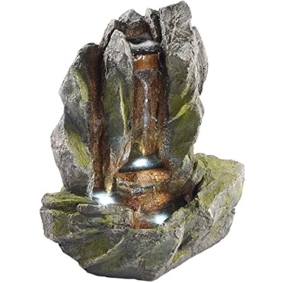 Abbildung von infactory Zimmerspringbrunnen: Beleuchteter Zimmerbrunnen Felsspalte mit LED und Pumpe (Zimmerbrunnen Beleuchtung, Brunnen, Zimmerbrunnenpumpe Licht)